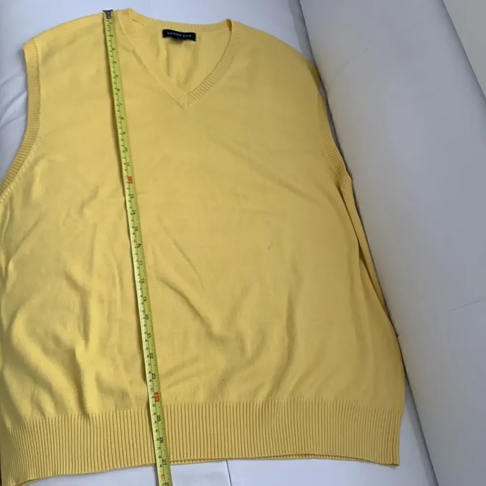 Men’s Lands’ End Yellow Cashmere Blend V-Neck Vest Size XL/46-48